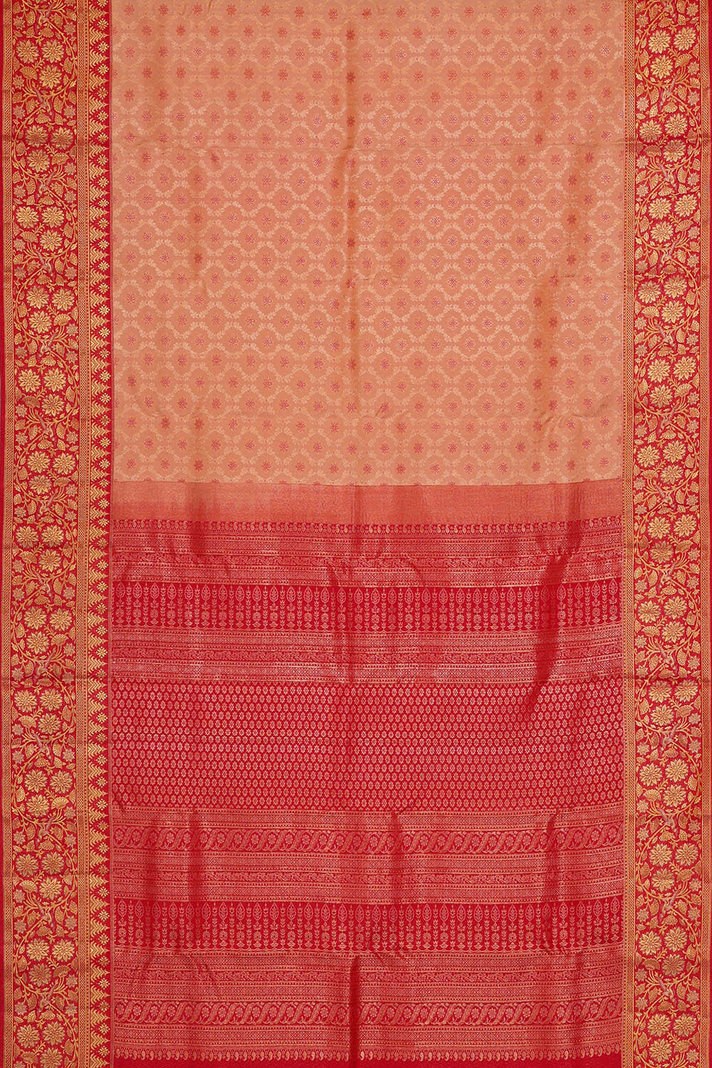 Image of Kanchipattu Peach Brocade Saree